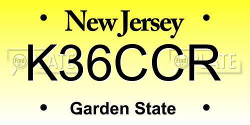 K36CCR New Jersey License Plate