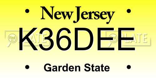 K36DEE New Jersey License Plate