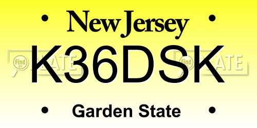 K36DSK New Jersey License Plate