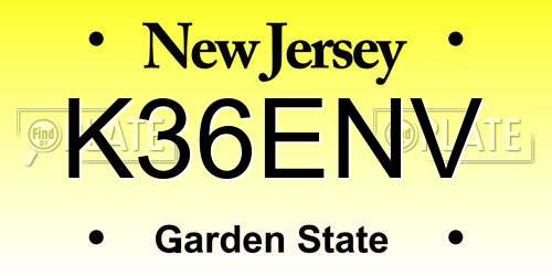 K36ENV New Jersey License Plate