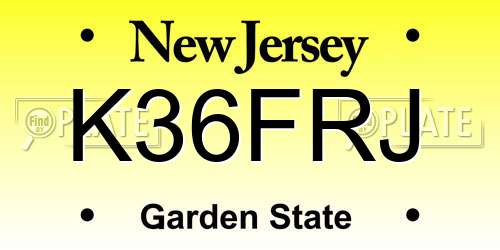K36FRJ New Jersey License Plate