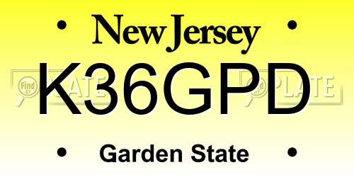 K36GPD New Jersey License Plate