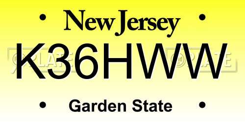 K36HWW New Jersey License Plate
