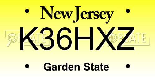 K36HXZ New Jersey License Plate