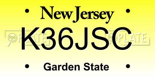 K36JSC New Jersey License Plate