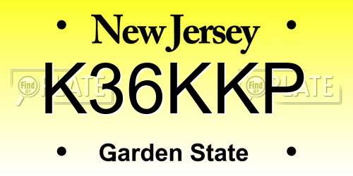 K36KKP New Jersey License Plate
