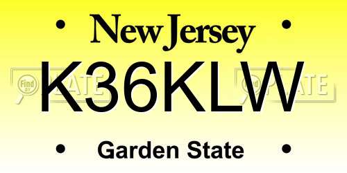 K36KLW New Jersey License Plate