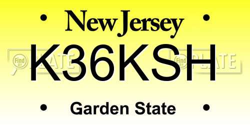 K36KSH New Jersey License Plate