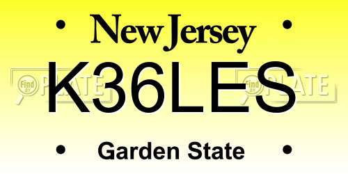 K36LES New Jersey License Plate