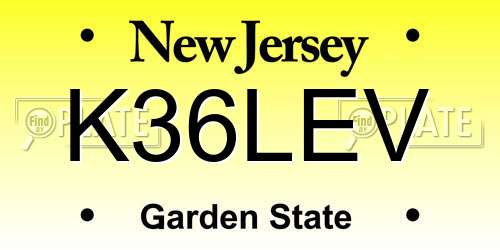 K36LEV New Jersey License Plate