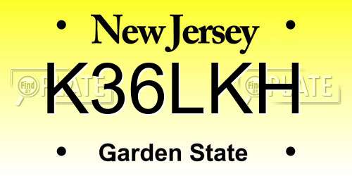 K36LKH New Jersey License Plate