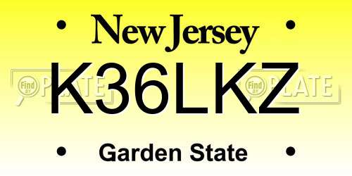 K36LKZ New Jersey License Plate