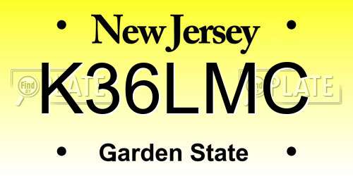 K36LMC New Jersey License Plate