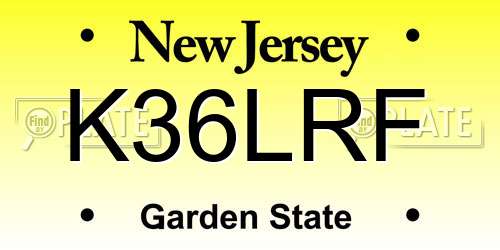K36LRF New Jersey License Plate