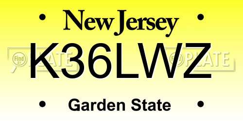 K36LWZ New Jersey License Plate