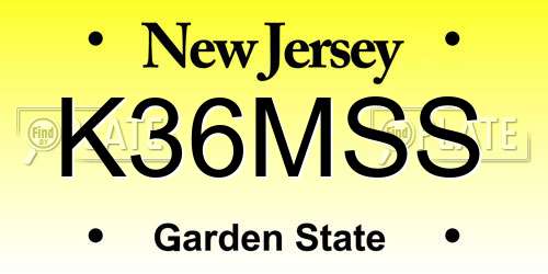 K36MSS New Jersey License Plate