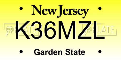 K36MZL New Jersey License Plate