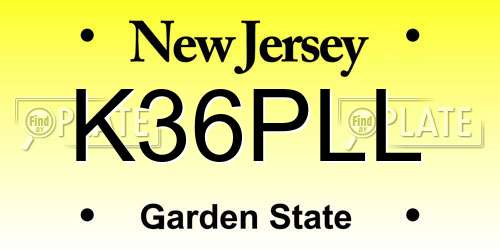 K36PLL New Jersey License Plate