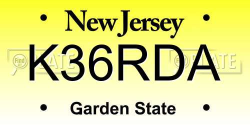 K36RDA New Jersey License Plate