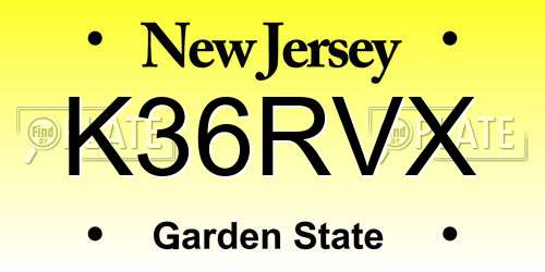 K36RVX New Jersey License Plate
