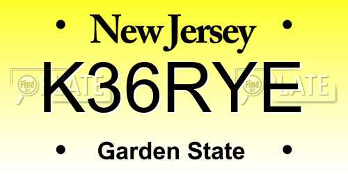 K36RYE New Jersey License Plate