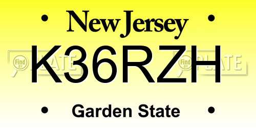 K36RZH New Jersey License Plate