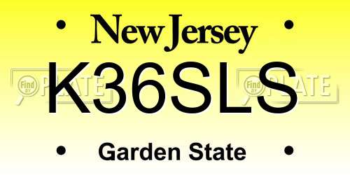 K36SLS New Jersey License Plate