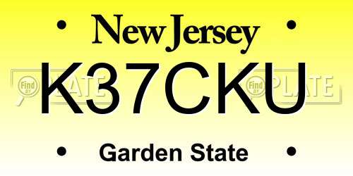 K37CKU New Jersey License Plate
