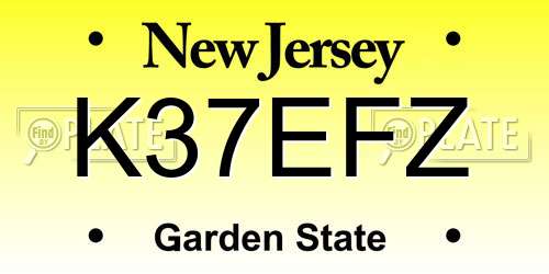 K37EFZ New Jersey License Plate