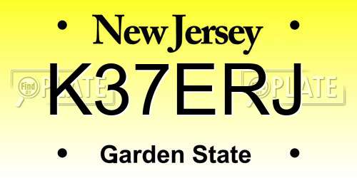 K37ERJ New Jersey License Plate