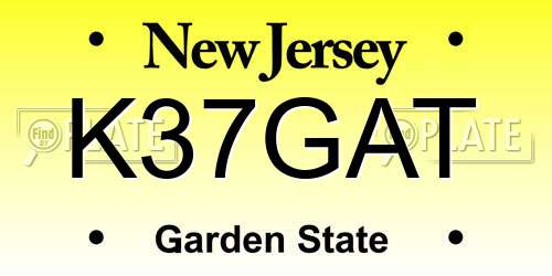 K37GAT New Jersey License Plate