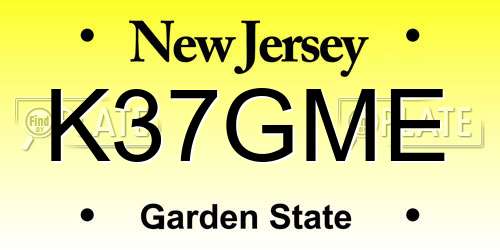 K37GME New Jersey License Plate