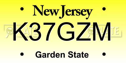 K37GZM New Jersey License Plate