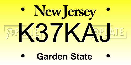 K37KAJ New Jersey License Plate