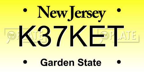 K37KET New Jersey License Plate
