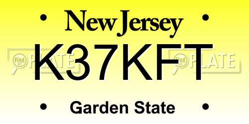K37KFT New Jersey License Plate