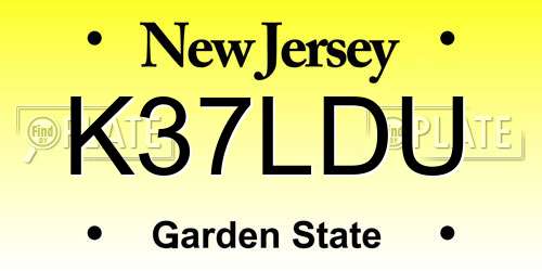 K37LDU New Jersey License Plate