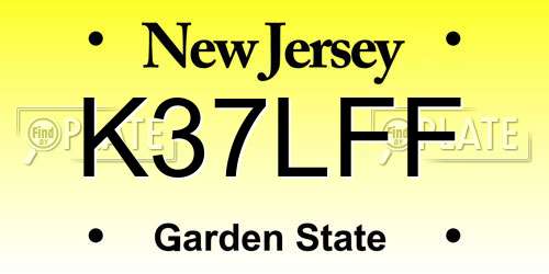 K37LFF New Jersey License Plate