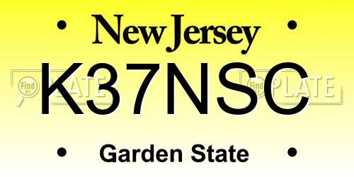K37NSC New Jersey License Plate