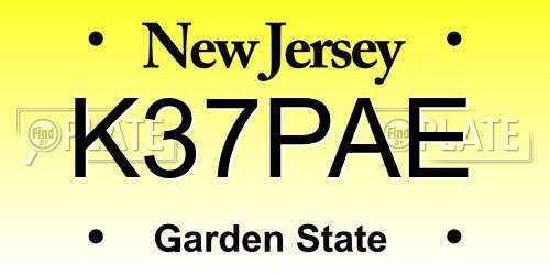 K37PAE New Jersey License Plate