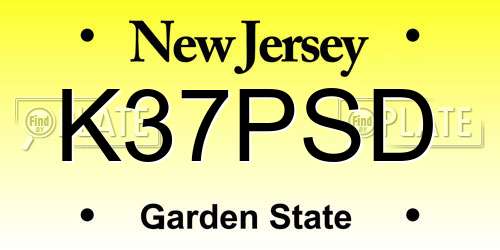 K37PSD New Jersey License Plate