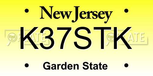 K37STK New Jersey License Plate