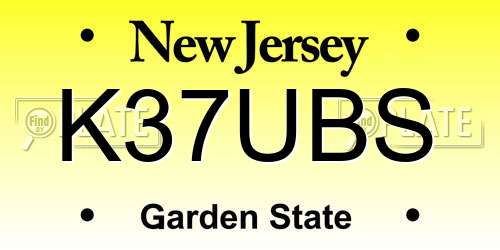K37UBS New Jersey License Plate