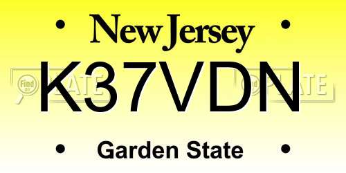 K37VDN New Jersey License Plate