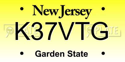 K37VTG New Jersey License Plate