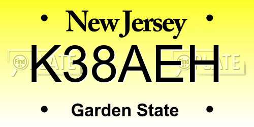 K38AEH New Jersey License Plate