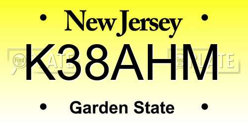 K38AHM New Jersey License Plate