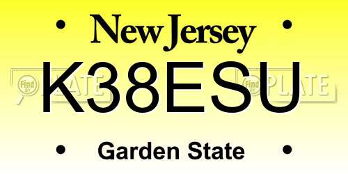 K38ESU New Jersey License Plate