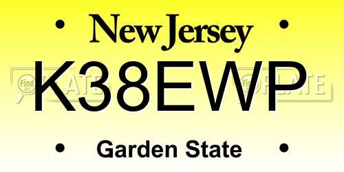 K38EWP New Jersey License Plate