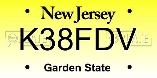 K38FDV New Jersey License Plate